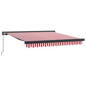 vidaXL Прибираща се тента Червено и бяло 300 x 250 cm