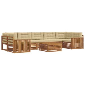 vidaXL Комплект дивани за открито 8 pcs Натурален и Бежов