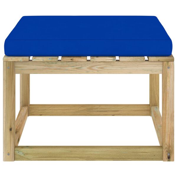 vidaXL Градинска табуретка с възглавница дърво бор зелена импрегнация