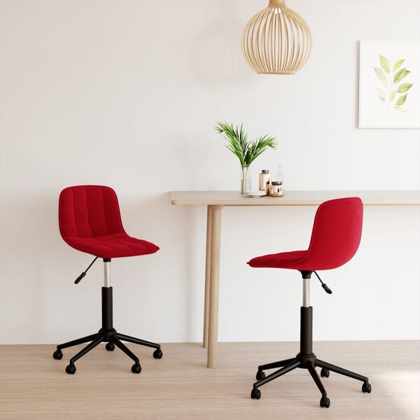 vidaXL Въртящи трапезни столове, 2 бр, виненочервени, кадифе