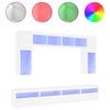 vidaXL Комплект ТВ стенни шкафове, 8 части, с LED светлини, бели