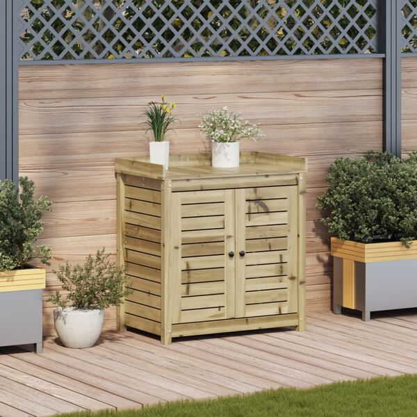 vidaXL Маса за разсаждане с рафтове, 82,5x50x86,5 см, импрегниран бор