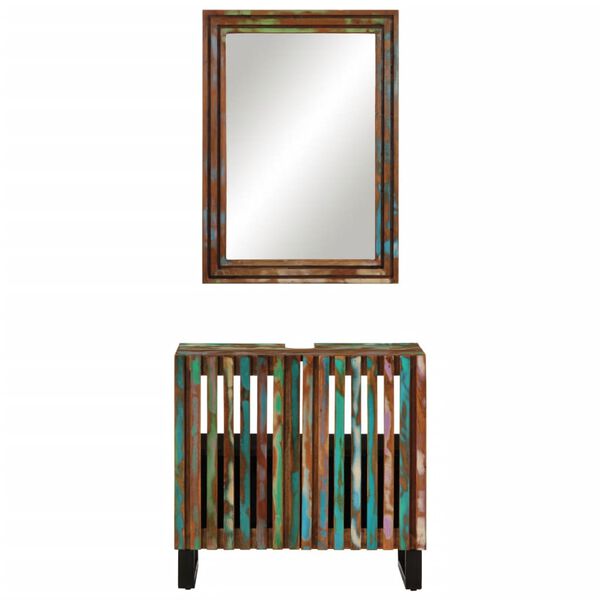 vidaXL Комплект мебели за баня, 2 части, масивна акациева дървесина