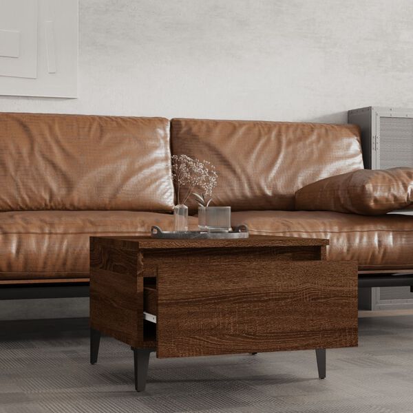 vidaXL Странични маси, 2 бр, Кафяв дъб, 50x46x35 см, инженерно дърво