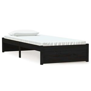 vidaXL Рамка за легло черна масивно дърво 75x190 см Small Single