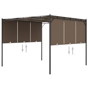 vidaXL Градинска шатра със странична завеса, 3x3x2,25 м, таупе