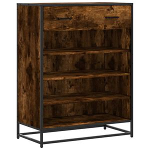 vidaXL Шкаф за обувки опушен дъб 75x38x97,5cm Обработено дърво и метал