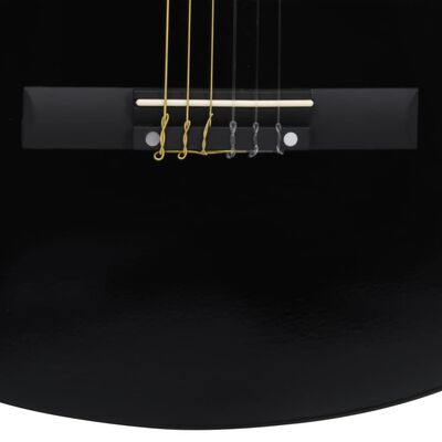 vidaXL Комплект уестърн класическа китара 12 части 6 струни черна 38"