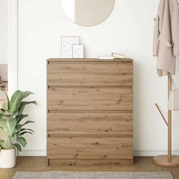 vidaXL Сайдборд, дъб артизан, 80x35x99 см, инженерно дърво