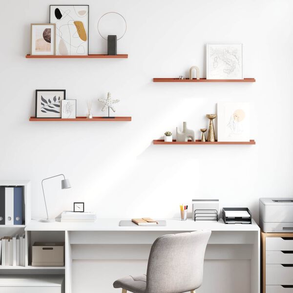 vidaXL Стенен рафт с рафт 4 pcs Червено 80 x 9 x 3 cm Инженерно дърво