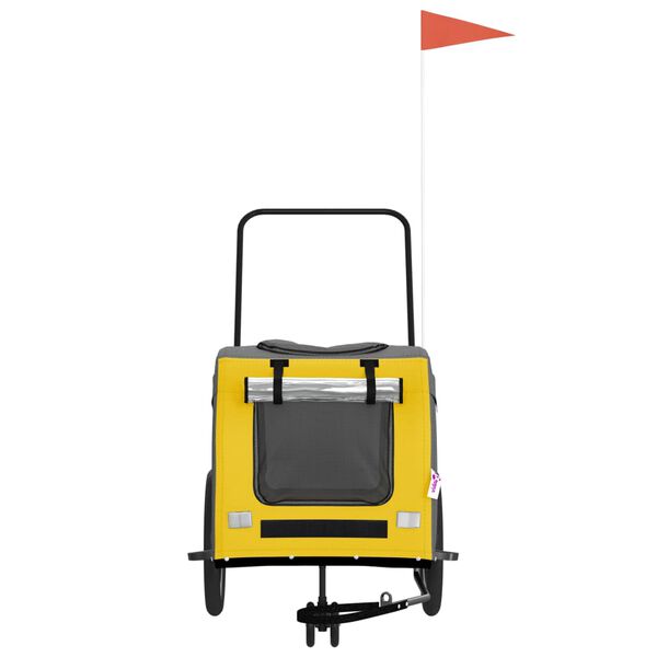 vidaXL Ремарке за колело за любимци жълт и сив Оксфорд плат и желязо