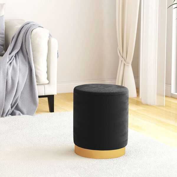 vidaXL Кръгъл хокер за съхранение, черен, кадифе 31 x 37 cm