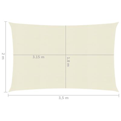 vidaXL Платно-сенник, 160 г/м², кремаво, 2x3,5 м, HDPE
