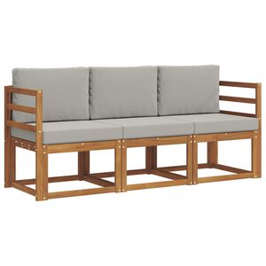vidaXL Комплект дивани за открито 3 pcs Естествено и светло сиво