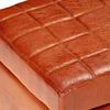 vidaXL Пейка за съхранение, манго масив, естествена кожа, 120x36x36 см