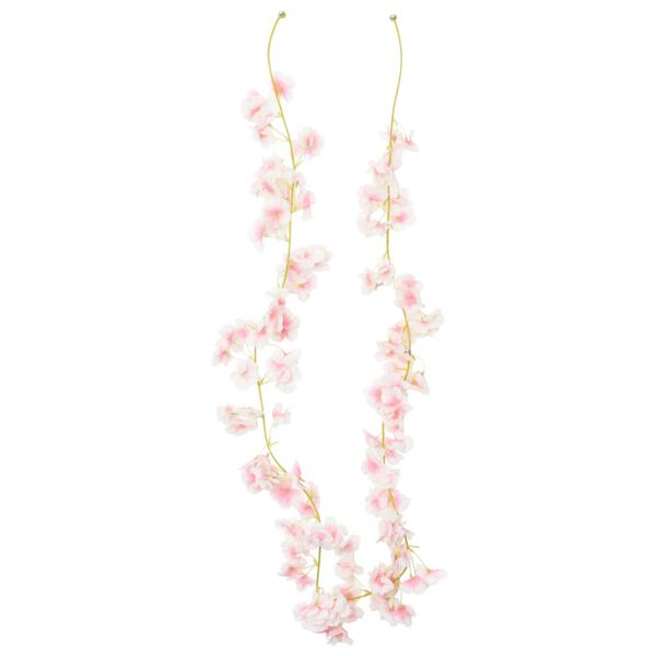 vidaXL Коледни гирлянди с цветя 6 бр светлорозови 180 см