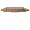 vidaXL Градински парасол Таупе и Черно 395 x 395 x 245 см