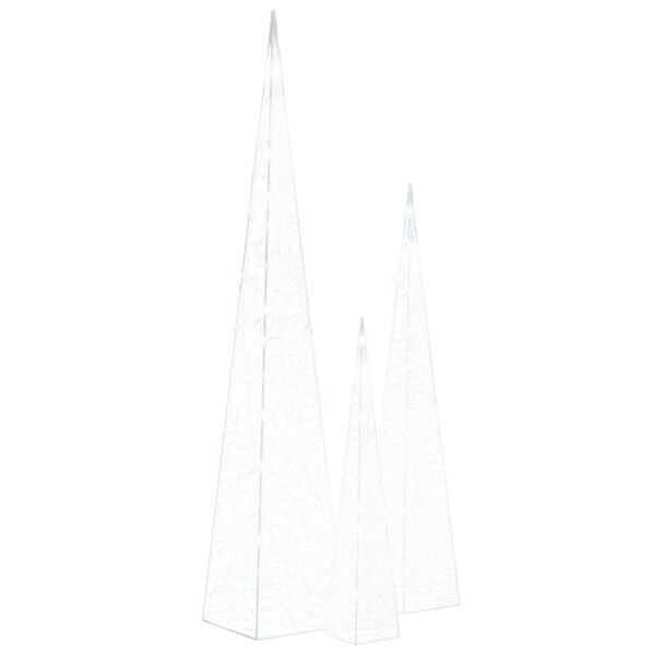 vidaXL Комплект акрилни декоративни LED елхи студено бяло 60/90/120 см