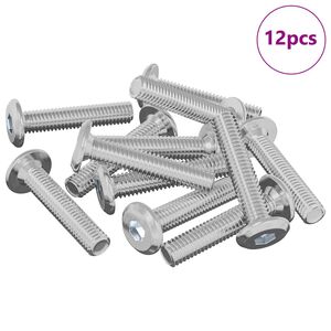 vidaXL Заключващ винт Едноцветен 12 pcs Сребрист M6 x 30 mm Стомана
