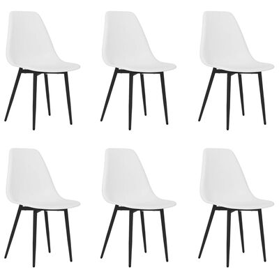 vidaXL Трапезни столове, 6 бр, бели, PP