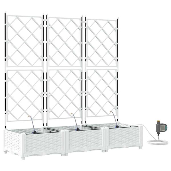 vidaXL Градинска саксия 3 pcs Бяло Стомана