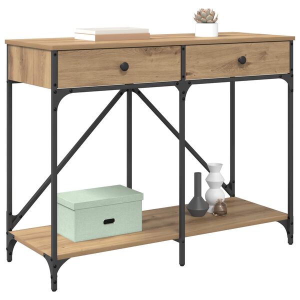 vidaXL Конзолна маса с чекмедже Дъб 100 x 39 x 78,5 см Инженерно дърво