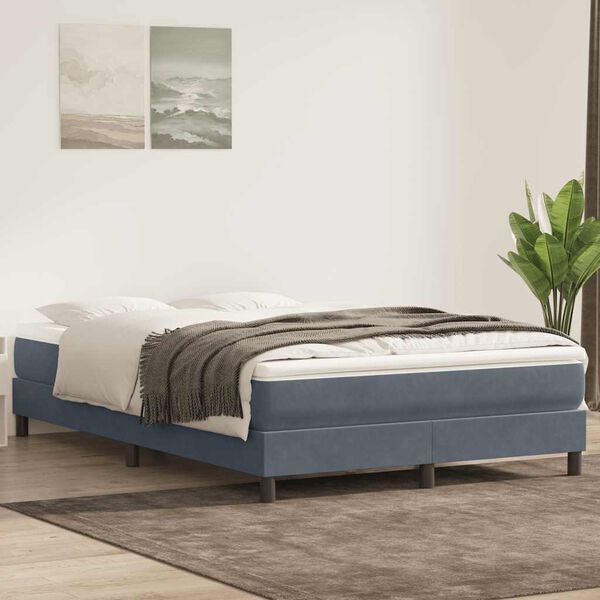 vidaXL Box Spring Легло без матрак Тъмно сиво 160x210 cm Кадифе