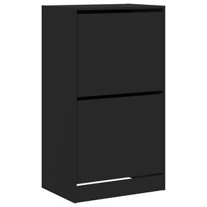 vidaXL Шкаф за обувки с 2 флип чекмеджета черен 60x42x108 см
