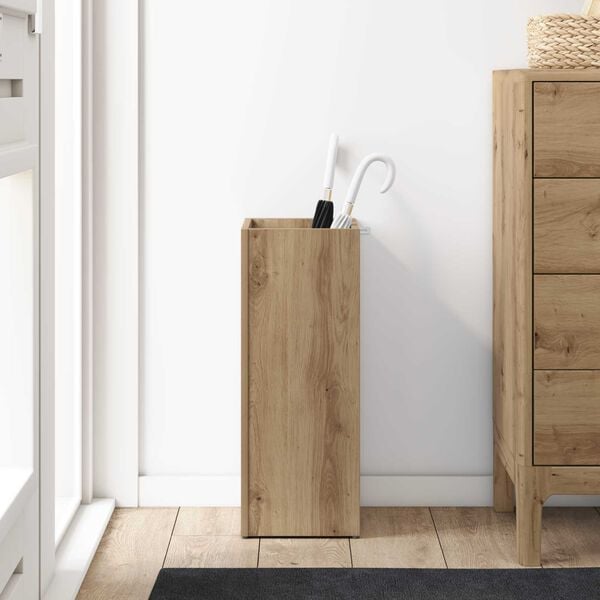 vidaXL Стойка за чадър Дъб 25 x 24,5 x 64 см Инженерно дърво