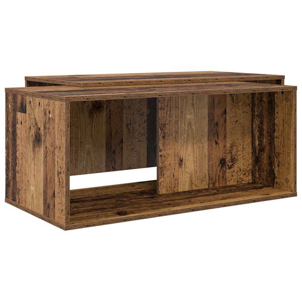 vidaXL Комплект кафе маса 2 pcs Старо дърво Инженерно дърво