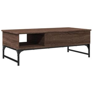 vidaXL Кафе маса, кафяв дъб, 100x50x35 см, инженерно дърво и метал