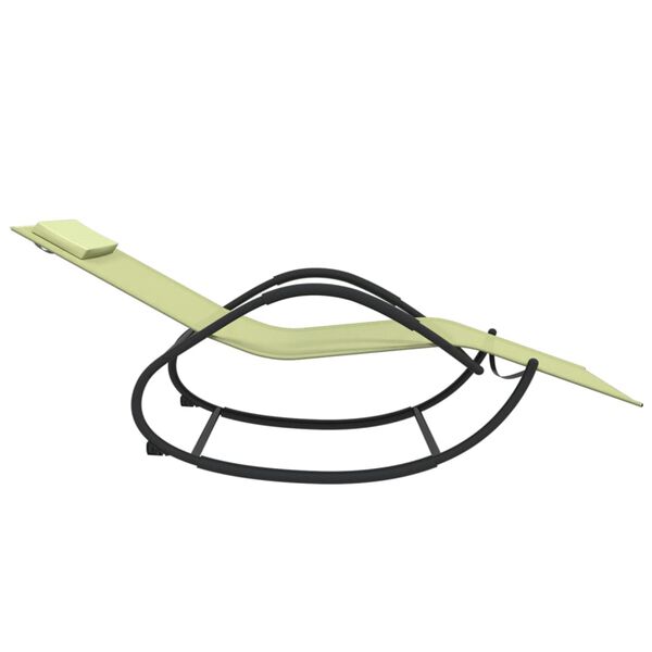 vidaXL Люлеещ се шезлонг, кремав, стомана и textilene