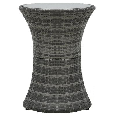 vidaXL Градинска странична маса с форма на барабан, сива, полиратан