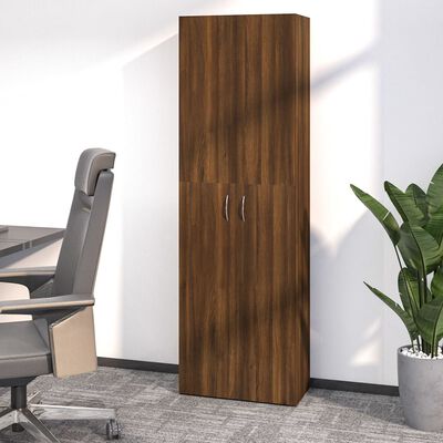 vidaXL Офис шкаф, кафяв дъб, 60x32x190 см, инженерно дърво