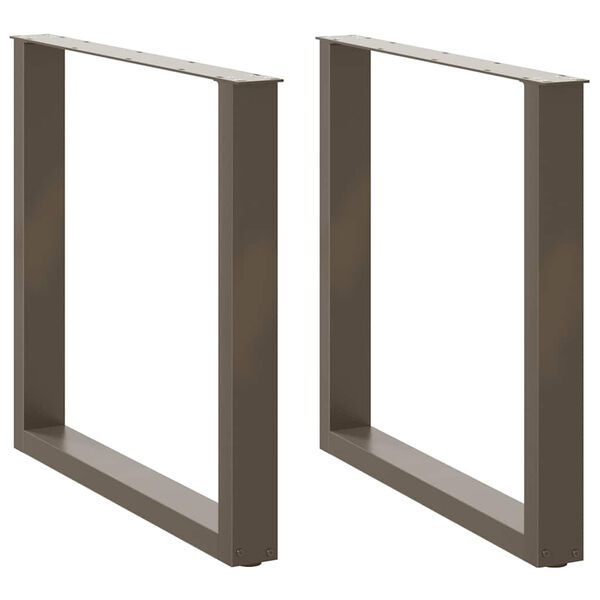 vidaXL Крака за трапезна маса, U-образни, 2 бр., естествена стомана, 80 x (72-73) см, стомана