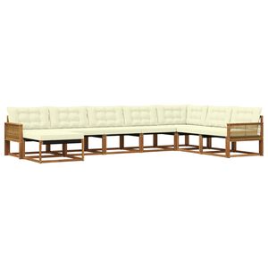 vidaXL Комплект дивани за открито 8 pcs Натурален и Крема
