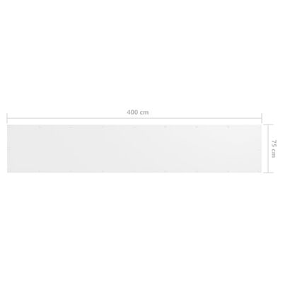 vidaXL Балконски параван, бял, 75x400 см, оксфорд плат