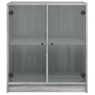 vidaXL Страничен шкаф със стъклени врати, сив сонома, 68x37x75,5 см