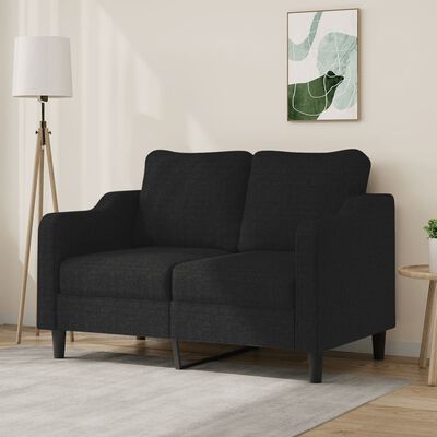 vidaXL 2-местен диван, черен, 120 см, плат