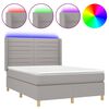 vidaXL Боксспринг легло с матрак и LED, светлосиво, 140x200 см, плат