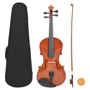 vidaXL Комплект цяла 4/4 цигулка с лък и подбрадник, естествена