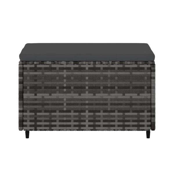 vidaXL Градинска табуретка с възглавница, сива, полиратан