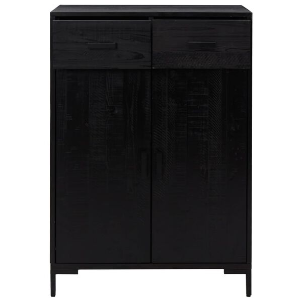 vidaXL Етажерка за обувки, черна, 75x40x110 см, борово дърво масив