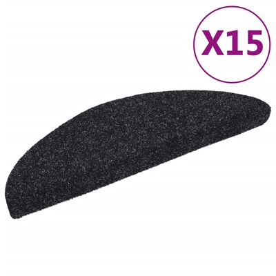 vidaXL Самозалепващи стелки за стъпала, 15 бр, 56x17x3 см, черни