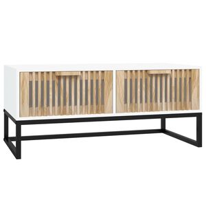 vidaXL Кафе маса, бяла, 80x40x35 см, инженерно дърво и желязо
