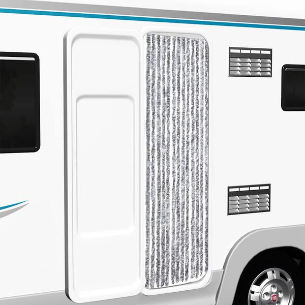 vidaXL Завеса против насекоми, бяло и сиво, 56x185 см, шенил