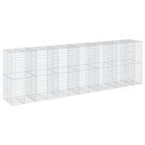 vidaXL Габионна кошница с покритие, 650x100x200 см, поцинковано желязо