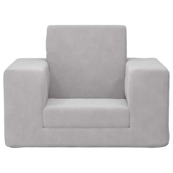 vidaXL Детски диван-легло светлосив мек плюш