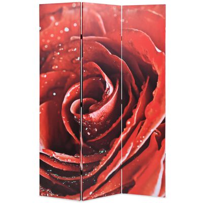 vidaXL Сгъваем параван за стая, 120x170 см, роза, червен