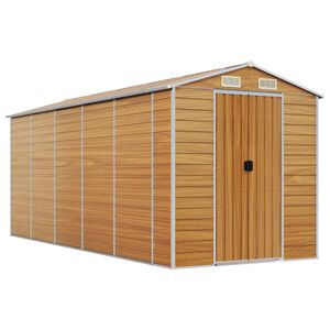 vidaXL Градински навес светлокафяв 191x470x198 см поцинкована стомана